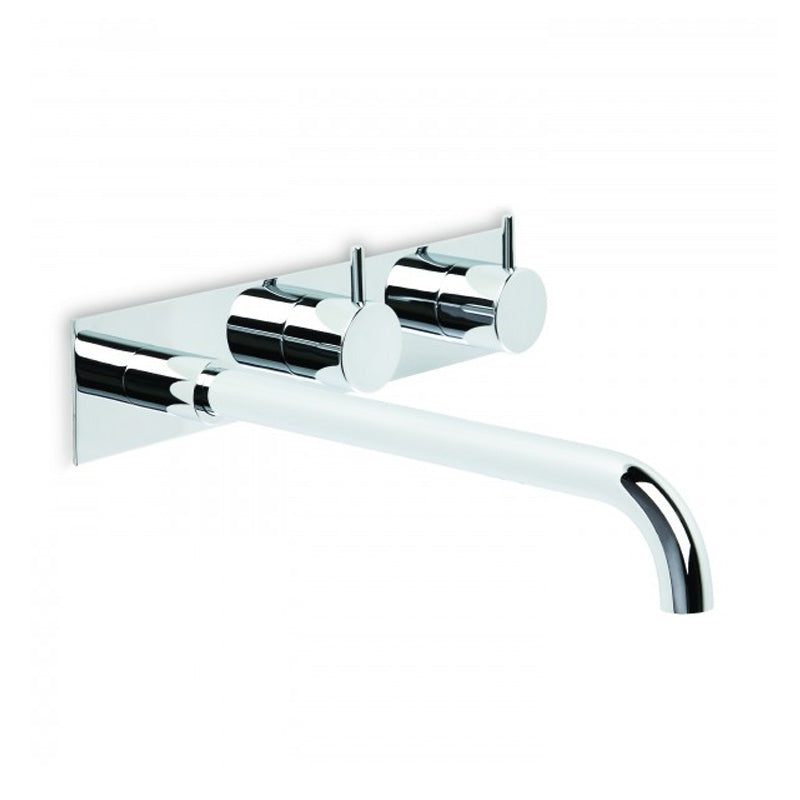 The Brodware Minim 3 Piece Wall Set - Left Sided 200mm Spout on Chrome Plate