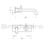 Brodware Minim 2 Piece Wall Set with 200mm Spout on Chrome Plate Spec
