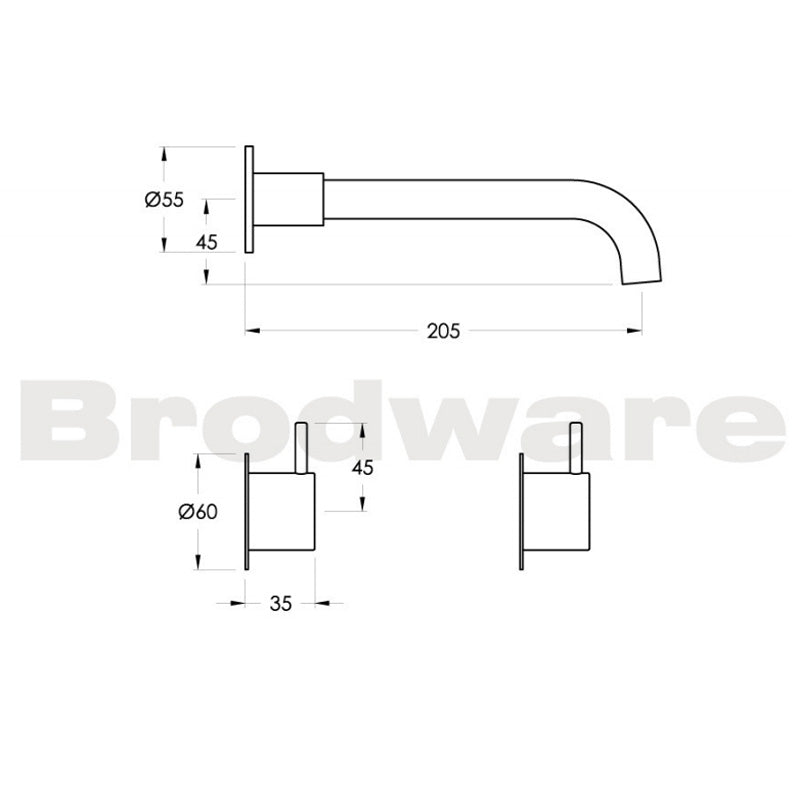 The Minim Wall Set with Left Sided Spout Spec