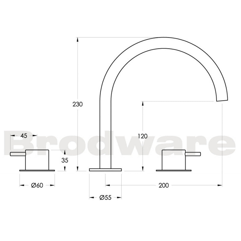 The Minim Wall Set with Left Sided Spout Spec