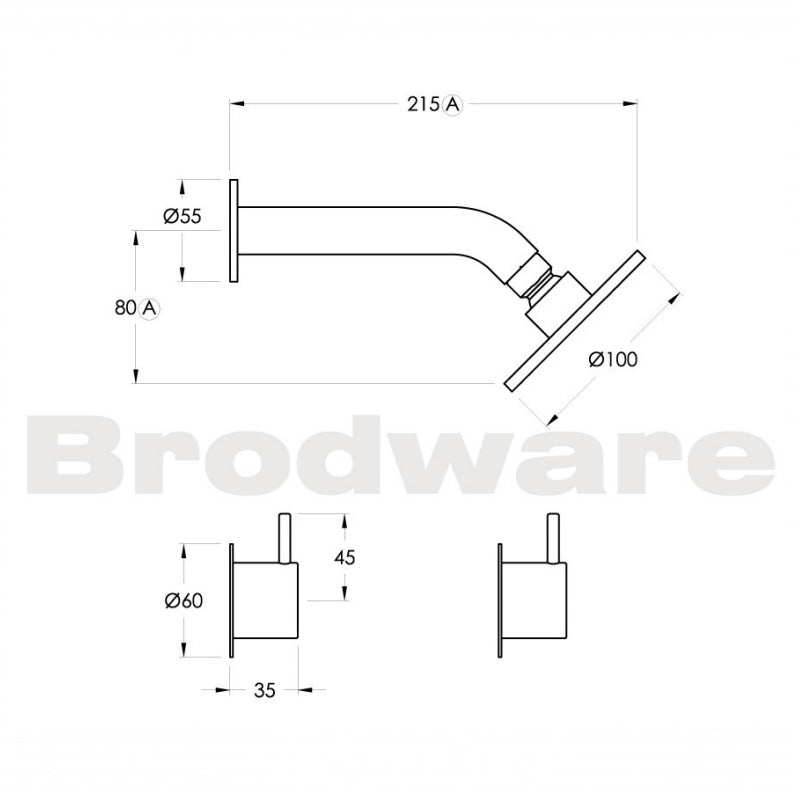 Brodware Minim Shower Set - 100mm Head Spec