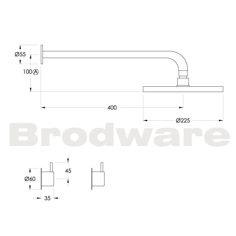 Brodware Minim Wall Shower set Specifications