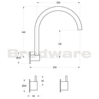 The Brodware Minim Swivel Spout Wall set Spec