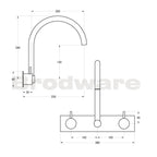 Brodware Minim 3 Piece Swivel Spout Wall Set on Chrome Backplate Spec