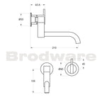 Brodware Minim 210mm Swivel Spout Wall Set Spec