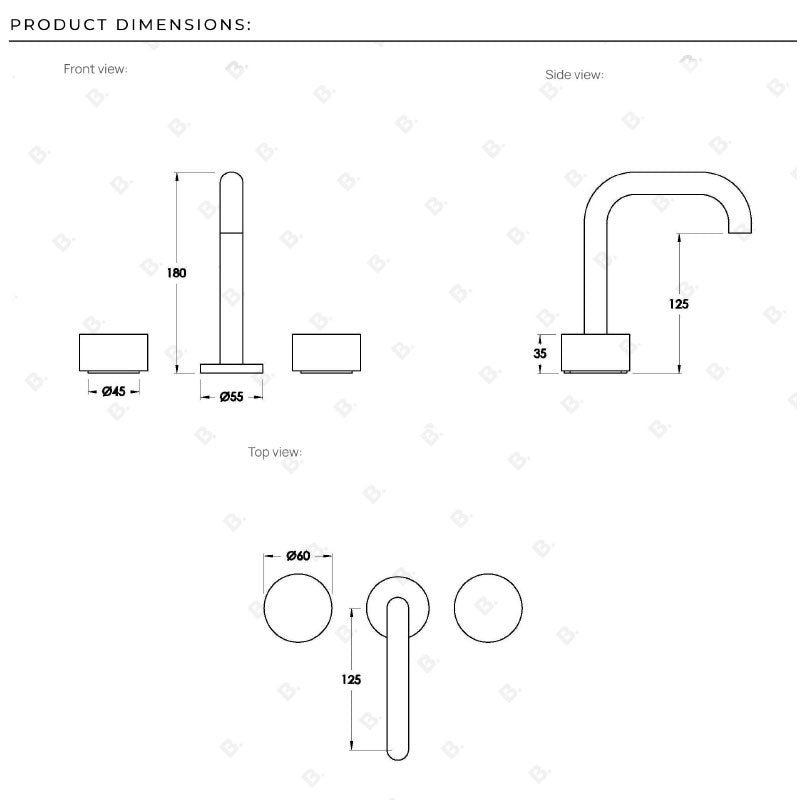 Brodware Halo Marble Basin Set with Square Swivel Spout Specifications