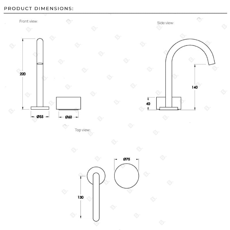 Brodware Halo Marble Basin Set with Swivel Spout & Progressive Mixer Specifications