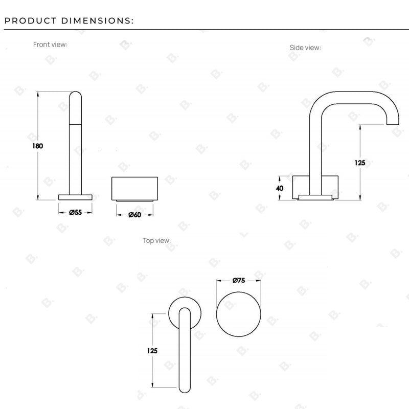 Brodware Halo Marble Basin Set with Square Swivel Spout & Progressive Mixer Specifications