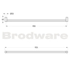 Brodware City Stik Single Towel Rail 900mm - Durobrite Chrome - Specification
