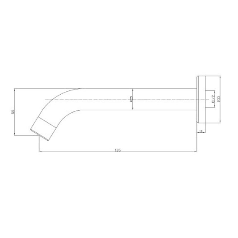 Millenium Cioso Bath Spout 185mm -  Specification
