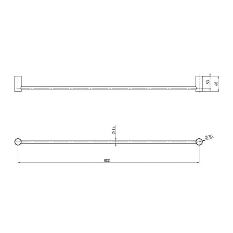 Phoenix Vivid Slimline Single Towel Rail 800mm - Brushed Nickel Specification