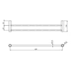 PHOENIX VIVID SLIMLINE DOUBLE TOWEL RAIL 600MM Specification