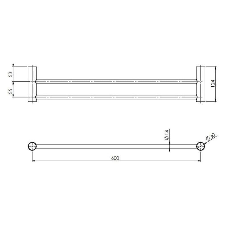 PHOENIX VIVID SLIMLINE DOUBLE TOWEL RAIL 600MM Specification