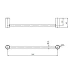 Phoenix Vivid Slimline Hand Towel Rail 350mm - Brushed Nickel Specification