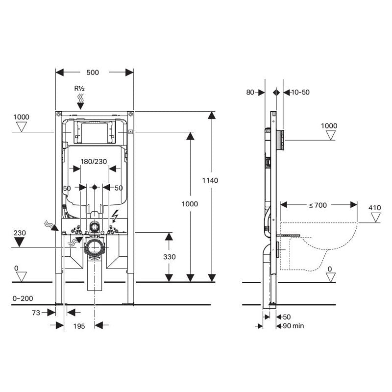 Geberit Sigma 8 Concealed Cistern with DuoFix frame for Wall Hung Pans Specification