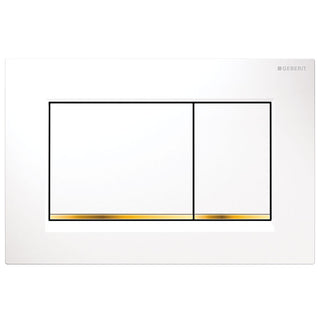 Geberit Sigma 30 Flush Plate - White with Gold Trim - 115.883.KK.1