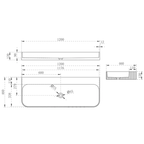 Cassa Design V-Groove 1200mm Wall Hung Basin - Gloss White - VG1246