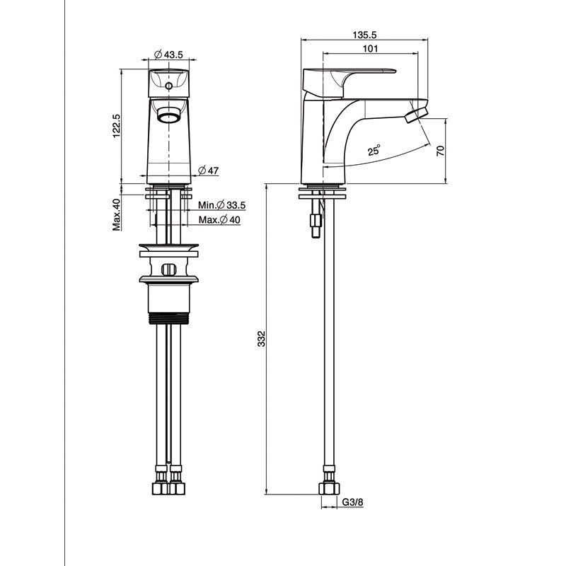 FIMA Series 22 Basin Mixer 123 specifications