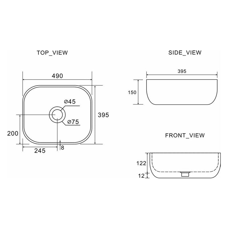 Gareth Ashton Poco Countertop Basin NTH + Plug Specification