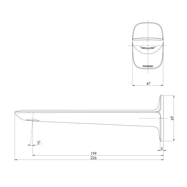 Phoenix Nuage Wall Basin/Bath Spout 200mm Brushed Carbon