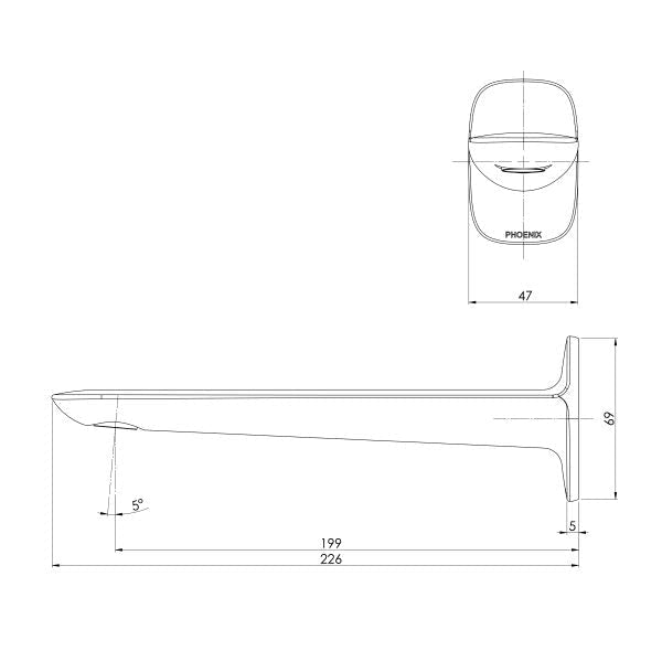 Phoenix Nuage Wall Basin/Bath Spout 200mm White - 129-7610-80