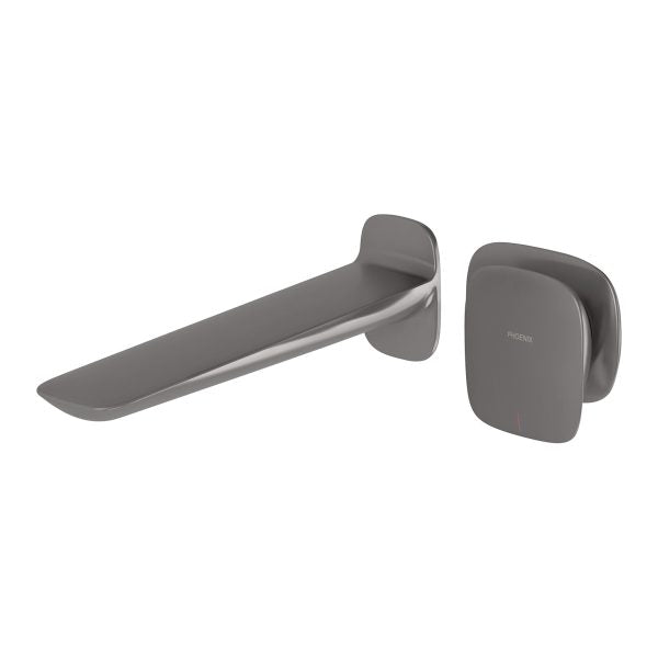 Phoenix Nuage Wall Basin/Bath Mixer Set 200mm Brushed Carbon