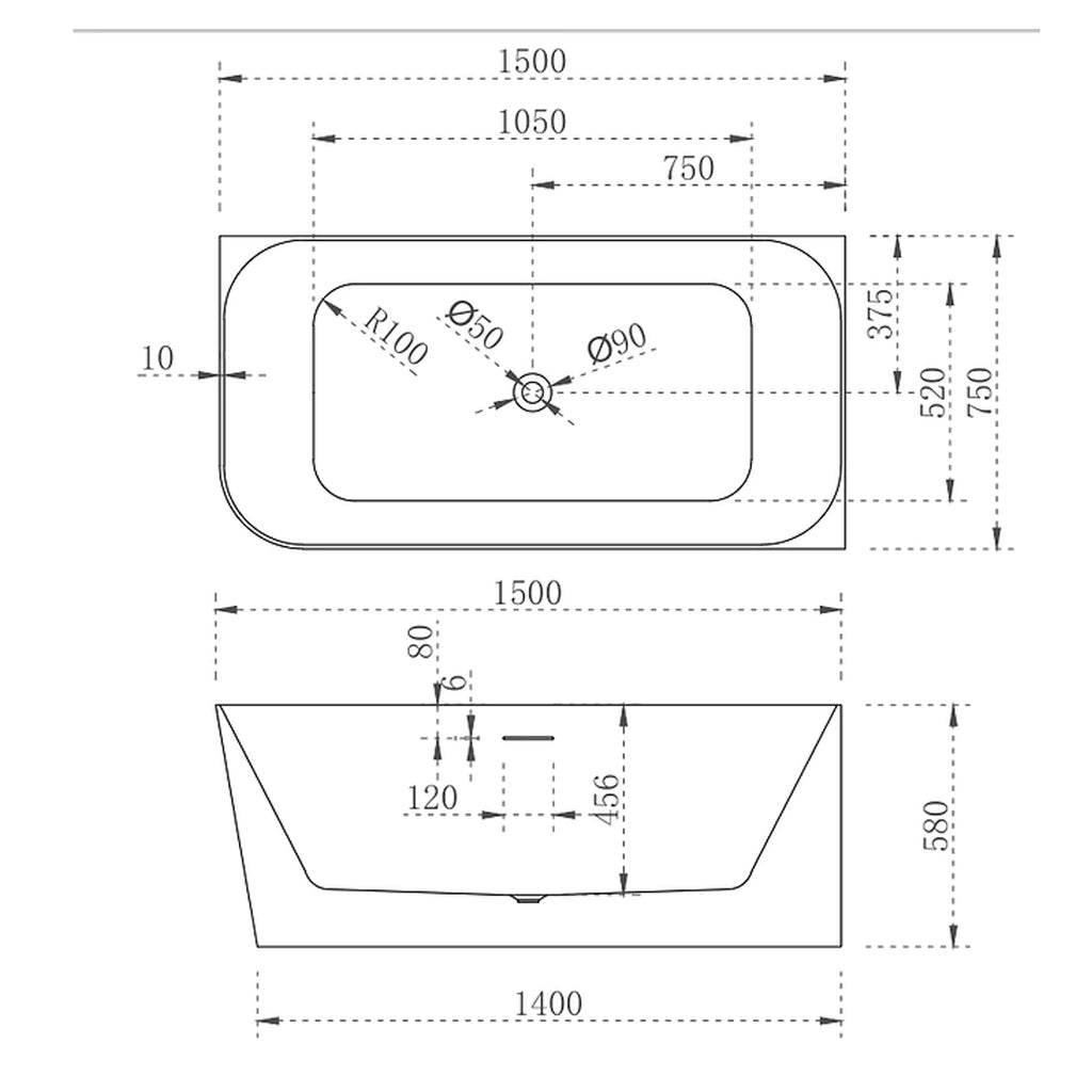 Cassa Design Ashton 1500mm Right Hand Corner Back To Wall Bath Includes Overflow - Matte White - BT-AS1500RHMW