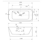 Cassa Design Ashton 1500mm Right Hand Corner Back To Wall Bath Includes Overflow - Matte White - BT-AS1500RHMW