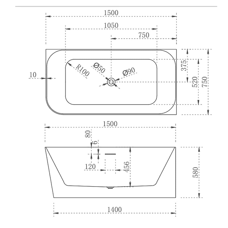 Cassa Design Ashton 1500mm Right Hand Corner Back To Wall Bath No Overflow - Matte White