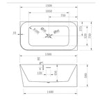 Cassa Design Ashton 1500mm Right Hand Corner Back To Wall Bath Includes Overflow - Gloss White - BT-AS1500RH