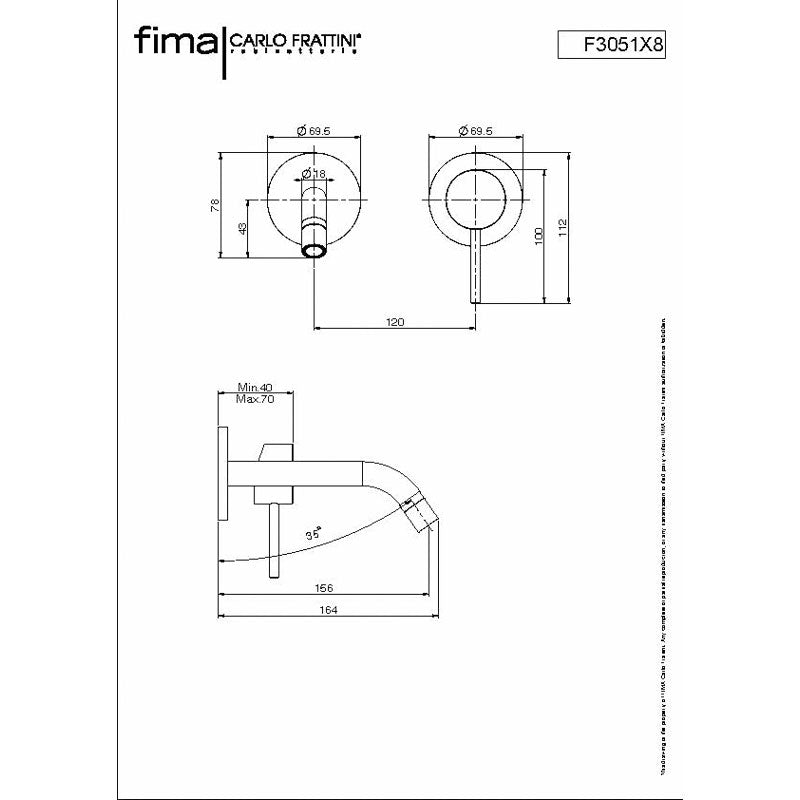 FIMA Spillo Up Wall Mounted Basin Mixer 163mm specifications