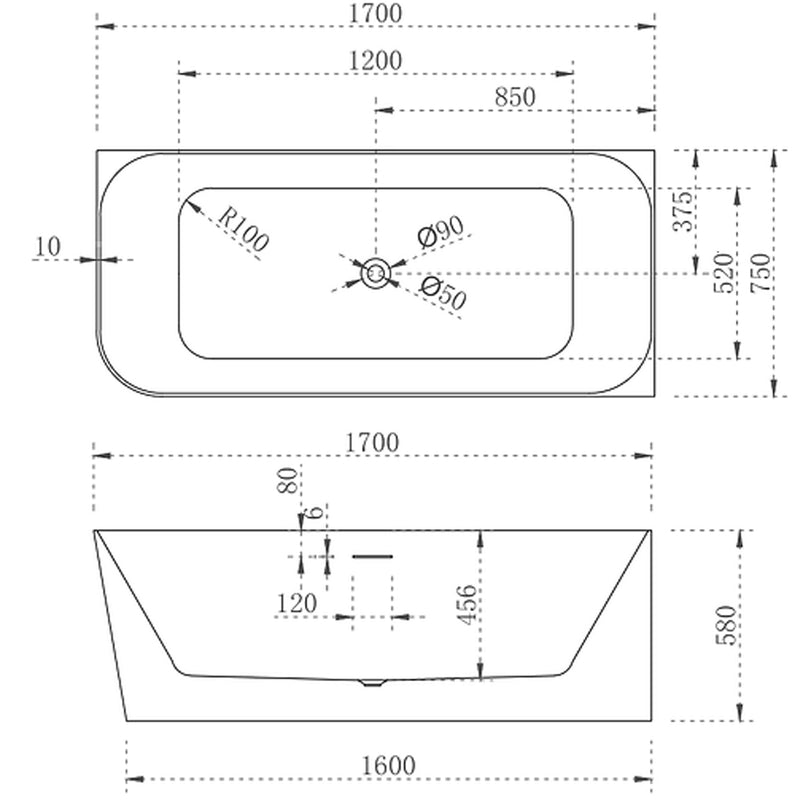 Cassa Design Ashton 1700mm Right Hand Corner Back To Wall Bath No Overflow - Matte White