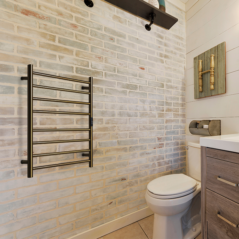Hotwire Aguzzo Flat Round Stainless Steel Heated Towel Ladder - 900mm (136 Watts)