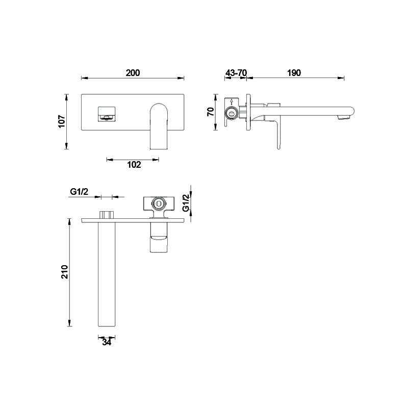 Gareth Ashton Park Avenue Wall Basin Set - Brushed Nickel