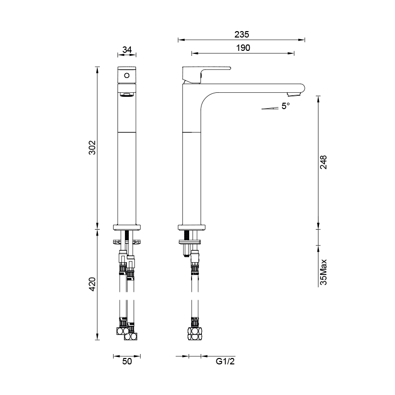 Gareth Ashton Park Avenue High Basin Mixer - Black
