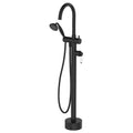 Fienza Eleanor Floor Mixer & Shower - Matte Black/Ceramic Handle - 202113BK