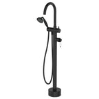 Fienza Eleanor Floor Mixer & Shower - Matte Black/Ceramic Handle - 202113BK