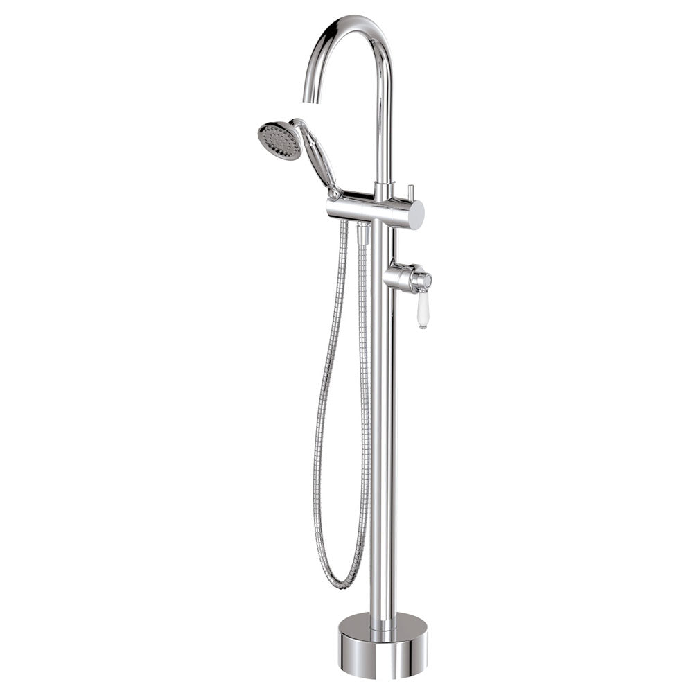 Fienza Eleanor Floor Mixer & Shower - Chrome/Ceramic Handle - 202113