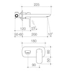 Caroma Contura Wall Basin/Bath Mixer - Black specifications