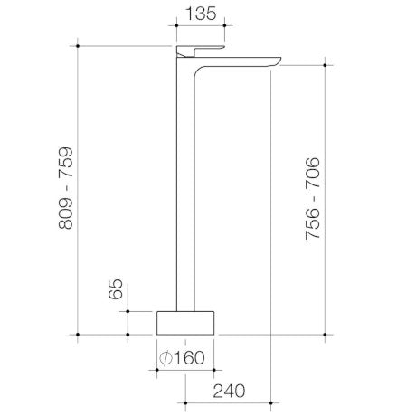 Caroma Contura Freestanding Bath Mixer - Black specifications
