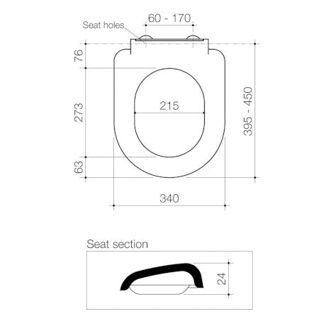 Caroma Xena Soft Close Seat with GermGard® Specifications