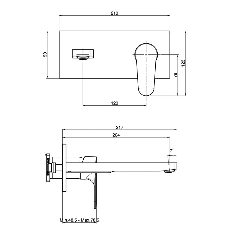 FIMA Wall Mounted Basin Mixer 217mm specifications