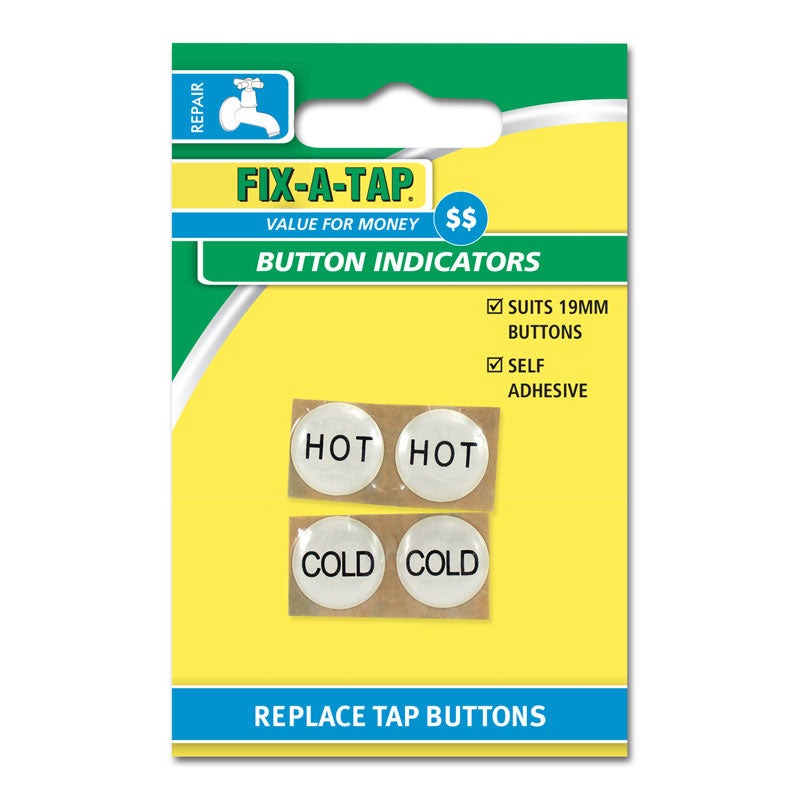 Fix-A-Tap Tap Button Stick On - Hot and Cold Indicators