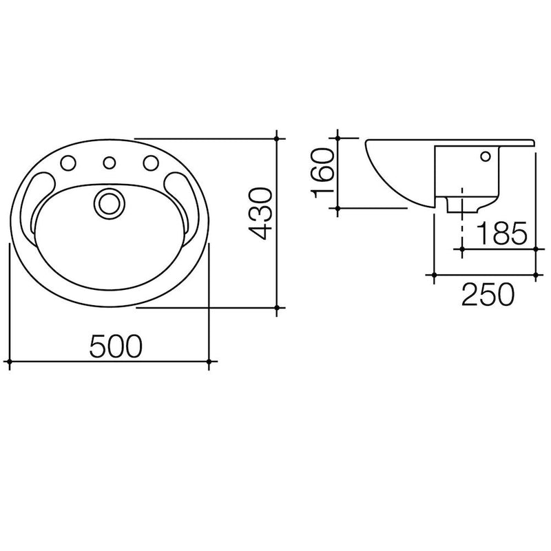 Caroma Concorde 500 Semi Recessed Basin - 1 Tap Hole - Gloss White