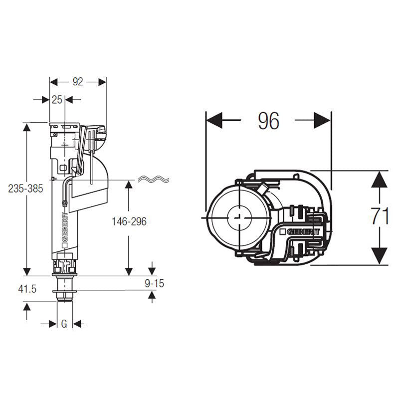 Geberit Fors Bottom Inlet valve Specification
