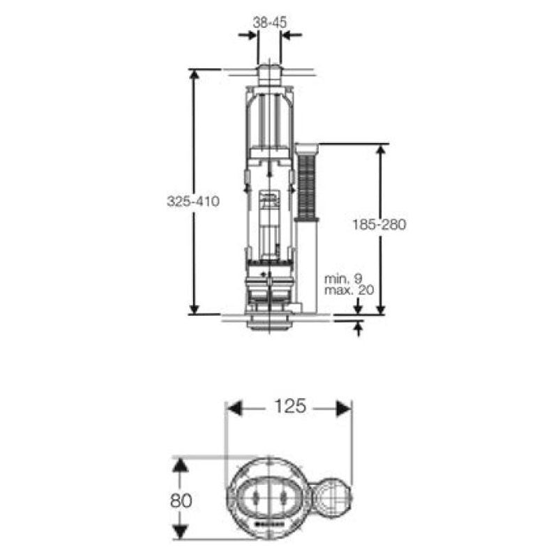 Geberit Impuls250 Outlet for Close Coupled and Linked Cisterns Specification