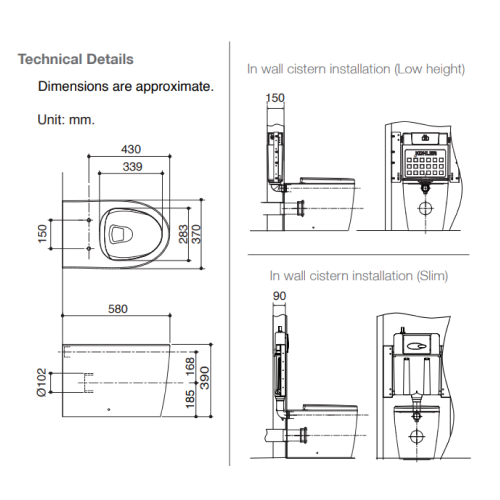 Kohler Grande Rimless Wall Faced Toilet - Wrap Seat - 22640A-0