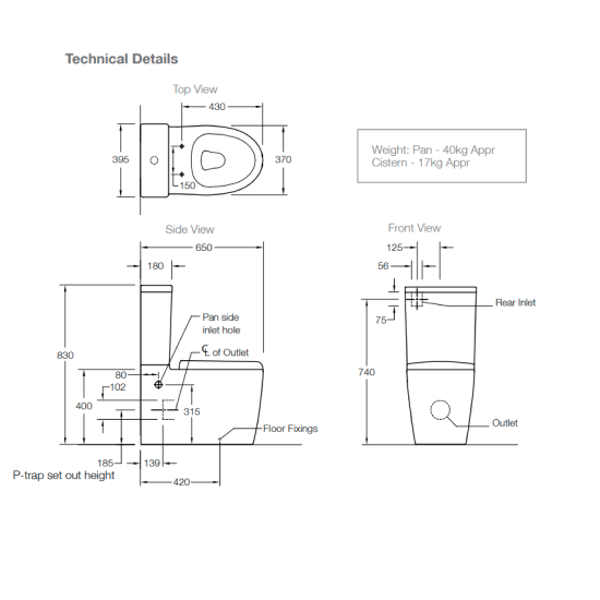 Kohler Parliament II Back to Wall Toilet Suite with Bidet Seat - 705226A-0