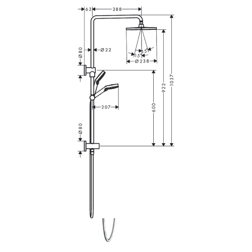 Hansgrohe Crometta S Showerpipe 240 EcoSmart - Chrome - 26742003