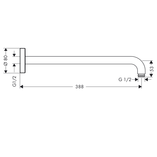 Hansgrohe Shower Arm 389mm Brushed Black Chrome - 27413343